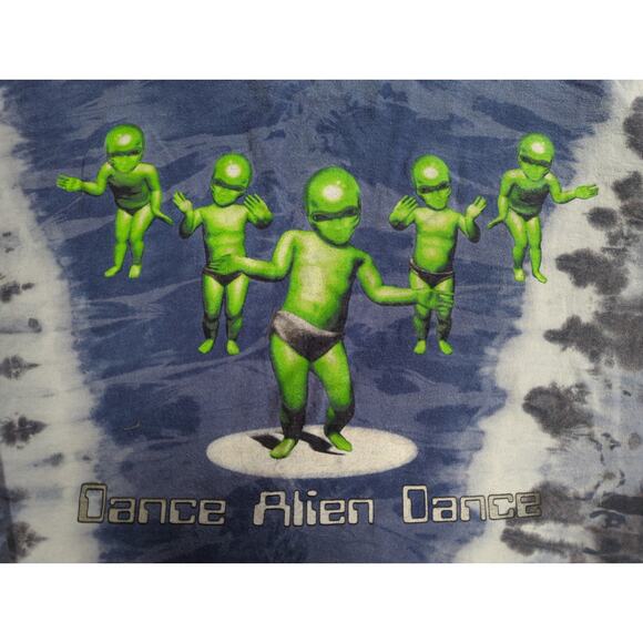 Y2K Z Screenprints Tie Dye Alien Graphic Shirt Dance Alien Dance Long Sleeve L - Picture 3 of 10